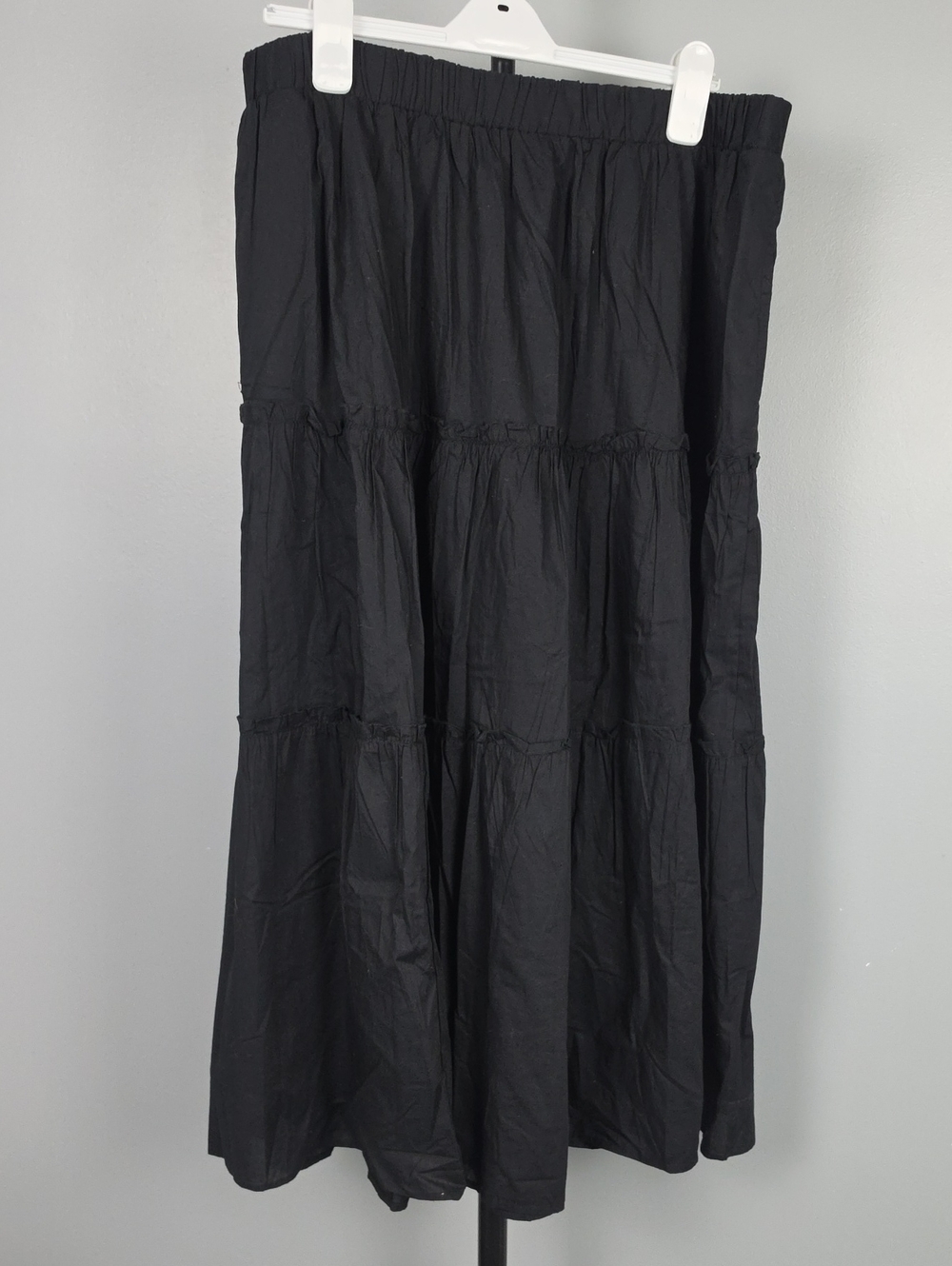 Lane Bryant Plus Size Poplin Tiered Black Maxi Skirt W/Pockets, Size 18/20 NWT